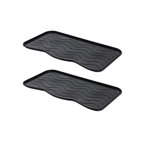 Carpido Schuhabtropfschale 2er Set Schuhablage Ablage - Fressnapfunterlage Napfunterlage Schuhbrett Schuhtablett – Schuhwanne Abtropfschale schwarz 38x75 cm von Carpido
