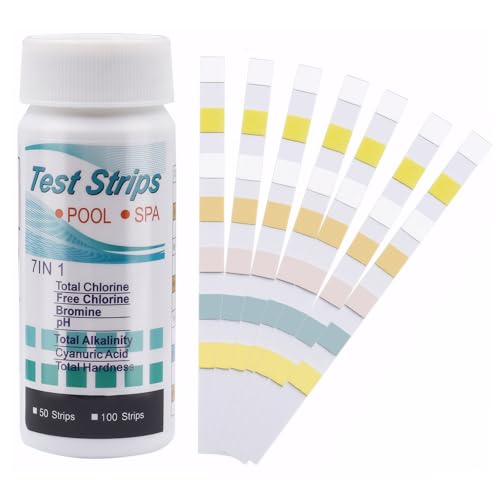 100 Streifen Wasser Teststreifen Ph Wert Teststreifen Ph Teststreifen Ph Messstreifen Trinkwasser Teststreifen Ph Teststreifen Wasser Ph-Wert Teststreifen 7 In 1 Pool Teststreifen（1 Flasche） von Carreneu