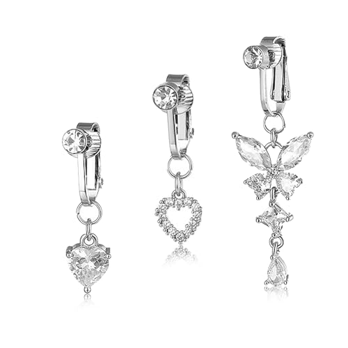 Carreneu Fake Bauchnabelpiercing 3 StüCk Bauchnabelpiercing Clip Fake Piercing Silber Bauchnabelpiercing Schmetterling Herz Mond Piercing Clip On Zum Anklippen Einfach An Und Auszuziehen Carreneu Fake Bauchnabelpiercing 3 StüCk Bauchnabelpiercing Clip Fake Piercing Silber Bauchnabelpiercing Schmetterling Herz Mond Piercing Clip On Zum Anklippen Einfach An Und Auszuziehen von Carreneu