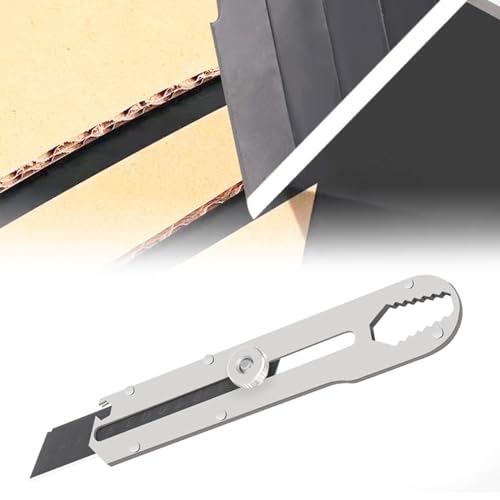 Cuttermesser Metall Mehrzweck Gebrauchsmesser Cuttermesser Profi Teppichmesser Cutter Edelstahl Geeignet für Karton Leder Papier Kunststoff Andere Materialien für Den Innenbereich Heimwerker von Carreneu