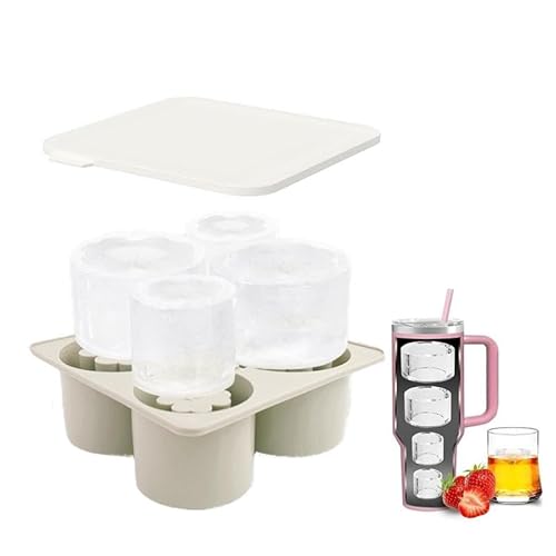 Kompatibel mit Stanley Cup Eiswürfelform Kompatibel mit Stanley Eiswürfelform Kompatibel mit Stanley Cup Silikon Eiswürfelform mit Deckel BPA Frei für 20-40oz Becher (Cremefarben) von Carreneu