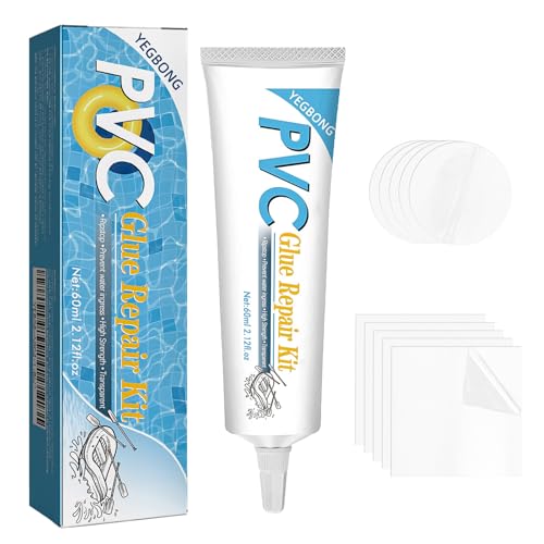 Carreneu Pool Reparaturset Pool Flicken Poolfolie Reparaturset Pool Kleber Pool Reparaturset Unterwasser für Aufblasbare Kajaks Luftmatratzen Schwimmringe mit 10 Schwimmbad Patch，60ml von Carreneu