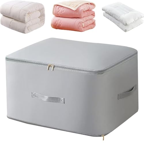 Selbstkomprimierender Organizer Ultra Platz sparender selbstkomprimierender Organizer Groß Selbstkomprimierende Aufbewahrungstasche for Bettdecken,Kleidung, Decken (Grau, L 52x42x30CM) von Carreneu
