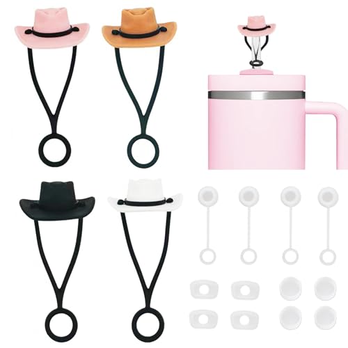 16 Pcs Strohhalm Abdeckung Kompatibel mit Stanley Cup Zubehör，Staubdichte Silikon Cowboyhut Straw Cover Kompatibel mit Stanley Cup 2.0/Stanley Strohhalm Abdeckung Accessories 40 or 30oz von Carreuty