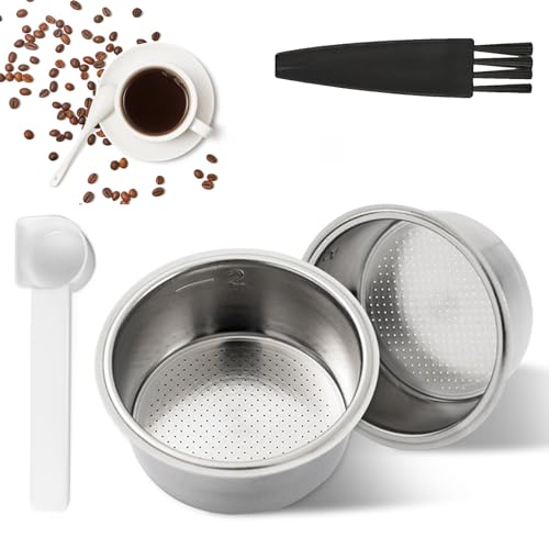 2 Stück Edelstahl Filterkorb Kaffeefilter Sieb 51mm Kompatibel mit Cecotec Ufesa Delonghi Kaffeemaschinen, Leicht zu Reinigender Espresso-Filterkorb mit Löffelbürste, Konzipiert für Filterhalter 2 Stück Edelstahl Filterkorb Kaffeefilter Sieb 51mm Kompatibel mit Cecotec Ufesa Delonghi Kaffeemaschinen, Leicht zu Reinigender Espresso-Filterkorb mit Löffelbürste, Konzipiert für Filterhalter von Carreuty