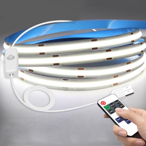 4M COB LED Streifen Warm Weiß DC5V USB Flexibles Dimmbar Licht Streifen mit Remote, Punktloses Hochdichtes Superhelles LED Strip für DIY Schlafzimmer Küche Unterbau Schrank Wohnungsdekoration 4M COB LED Streifen Warm Weiß DC5V USB Flexibles Dimmbar Licht Streifen mit Remote, Punktloses Hochdichtes Superhelles LED Strip für DIY Schlafzimmer Küche Unterbau Schrank Wohnungsdekoration von Carreuty
