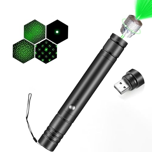 Carreuty Handheld Tragbare Taschenlampe USB Wiederaufladbare Taschenlampe mit 4 Lichtmodi für Präsentationsgerät Grün Starke Lichtanzeige Außenbereich von Carreuty