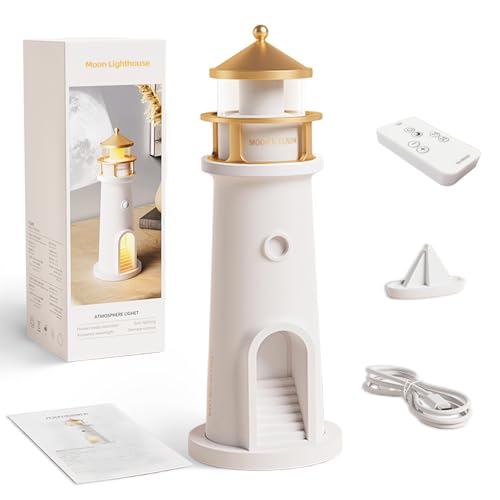 Carreuty Weiß Leuchtturm Deko USB LED Projektion mit ondlicht Projektor Fernbedienung Und Bluetooth, Kinder Leuchtturm Geschenk für Schlafzimmer, Wohnzimmer, Weihnachten, Geburtstag Carreuty Weiß Leuchtturm Deko USB LED Projektion mit ondlicht Projektor Fernbedienung Und Bluetooth, Kinder Leuchtturm Geschenk für Schlafzimmer, Wohnzimmer, Weihnachten, Geburtstag von Carreuty