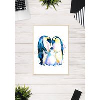 Pinguin Familie Poster, Geschenk, Kinderzimmer Kunst, Wandkunst von CarrieLeArt