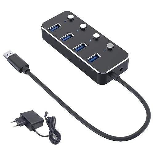 Carriere USB 3.0-Netzteil, 4 Anschlüsse, Splitter-Hub Aus Aluminiumlegierung, USB-Hub 3.0, EU-Stecker A von Carriere