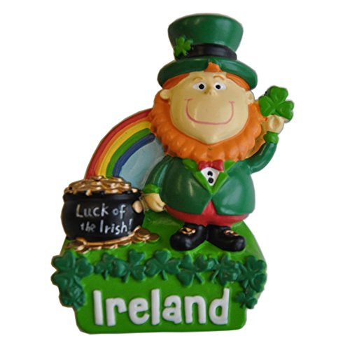 Harz Magnet mit Irland Leprechaun mit Regenbogen und Topf mit Gold von Carrolls Irish Gifts