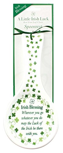 Keramik Löffelablage mit Irish Blessing und Shamrock Design von Carrolls Irish Gifts