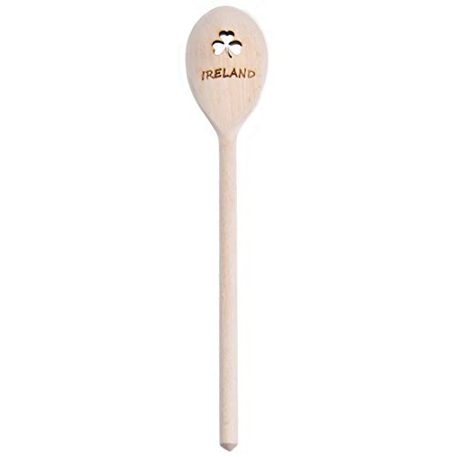 Unique Oak Wooden Spoon With Shamrock-Shaped Hole And Ireland Design von Carrolls Irish Gifts