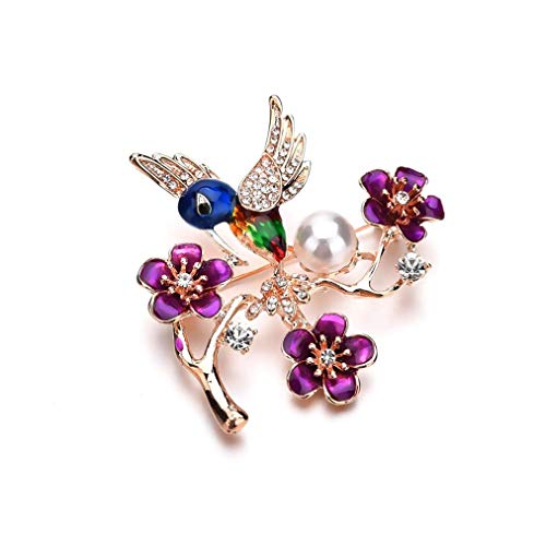 Carry stone Premium-Qualität Emaille Strass Legierung Brosche Pflaumenblüte Vogel Künstliche Perle Pin Corsage Bekleidungszubehör von Carry stone