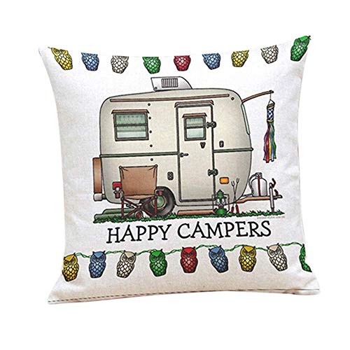 Premium-Qualität Happy Campers weiches Leinen Kissen Sofa Fall Taille Throw Kissenbezug Home Decor - 7Carry Stone von Carry stone