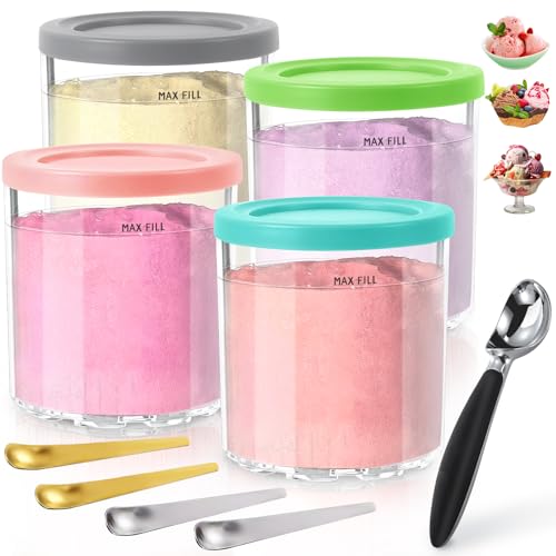 Creami Behälter für die Ninja Creami Eismaschine, Eismaschine Becher Kompatibel mit Ninja Eismaschine NC301 NC300 NC299AMZ-Serie, Eiscreme Behälte mit Deckel für Ninja Eismaschine, Mit Eisportionierer von Carseatty