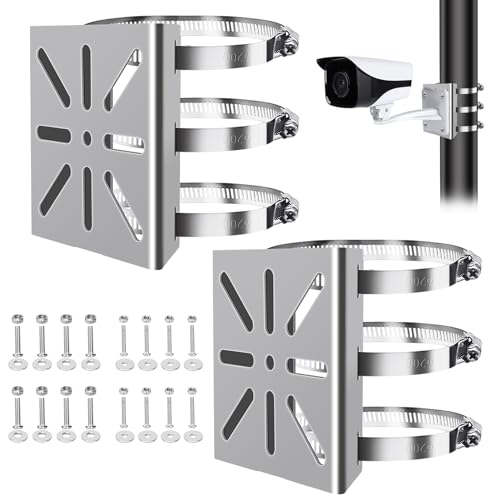 Masthalterung Universal Halterung für überwachungskamera, Metallmontage Eckhalterung mit 3 Verstellbaren Schlaufenrohrklemmen, Edelstahl Eckhalterung für überwachungskamera und CCTV-Kameras Outdoor von Carseatty