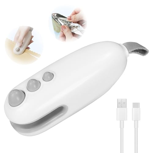 Mini Folienschweißgerät, 2 in 1 Versiegelungsgerät, Tüten Schweissgerät mit Cutter, Wiederaufladbarer Tragbarer Klein USB Heißsiegelgerät, Tütenverschweißer für Lebensmittellagerung von Carseatty