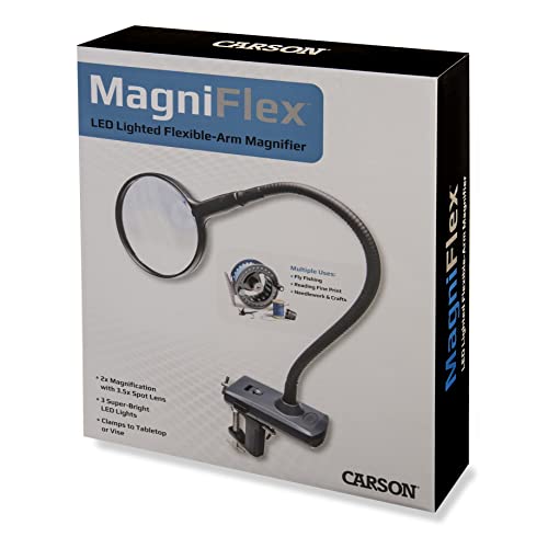 Carson MagniFlex 2x Lupe mit LED, 3,5x Spotlinse und Klemmbefestigung (CL-65) von CARSON