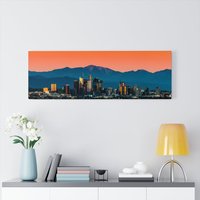 Los Angeles Skyline Leinwand, La California, Panorama Fotodruck, Stadtwandkunst, Wohndekor, Wohnzimmer, Geschenke von CarsonZyliczPhoto