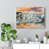 Pferdelauf Am Strand Leinwand/Poster Print, Ölgemälde von CarsonZyliczPhoto