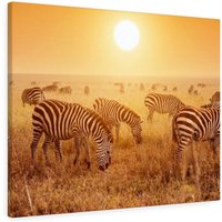 Sonnenuntergang Zebras Leinwand/Poster Print, Afrika, Wohneinrichtung, Landschaft Wandkunst, Wohnzimmer, Geschenk von CarsonZyliczPhoto