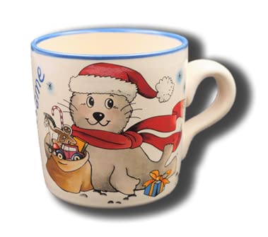 Carstens Keramik® Namenstasse Seehund Weihnachten Tasse mit Namen Robbe Weihnachtsmann - Handarbeit in Deutschland von Carstens Keramik