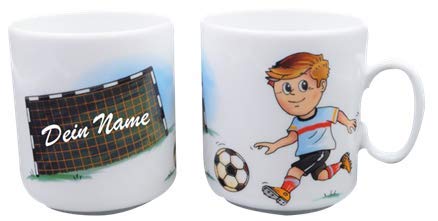 Carstens Keramik® Namenstasse Tasse Becher mit Namen Fußball Fußballer, hcohwertiges Porzellan, mit Wunschnamen von Carstens Keramik