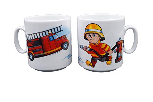 Carstens Keramik® Tasse Becher mit Namen Feuerwehr Feuerwehrmann, hochwertiges Porzellan, mit Wunschnamen von Carstens Keramik