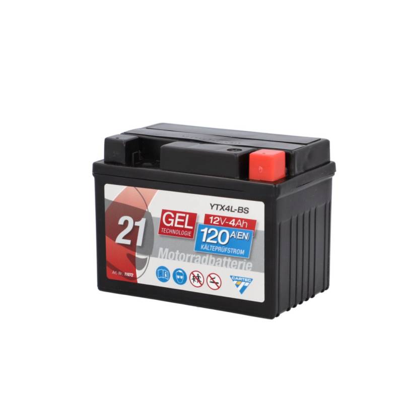 Cartec Gel Motorradbatterie YTX4L-BS 4Ah 120A von Cartec