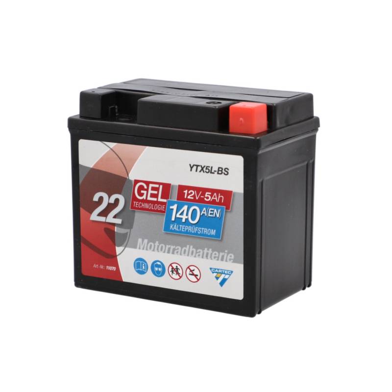Cartec Gel Motorradbatterie YTX5L-BS 5Ah 140A von Cartec