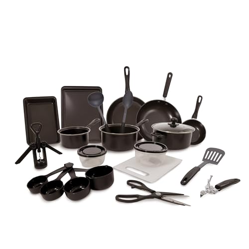 Carter & Clay 22-teiliges schwarzes Basic-Küchen-Kochgeschirr und Untensil Starter-Set von Carter & Clay