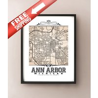 Ann Arbor Cape Map Kunstdruck Im Vintage Sepia Stil Ann Arbor Cape Map Kunstdruck Im Vintage Sepia Stil von CartoCreative
