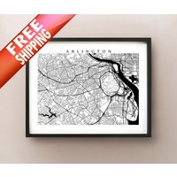 Arlington Stadtplan - Virginia Kunstdruck Schwarz-Weiß von CartoCreative