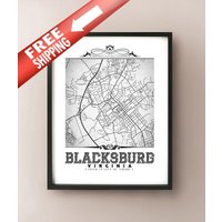 Blacksburg Virginia Map Kunstdruck Wandbild Schwarz-Weiß Stadt Dekor Blacksburg Virginia Map Kunstdruck Wandbild Schwarz-Weiß Stadt Dekor von CartoCreative