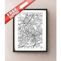Charlottesville Karte Kunstdruck - Virginia Poster Schwarz Und Weiß Wählen Sie Ihre Größe von CartoCreative