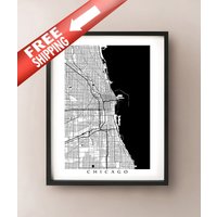 Chicago Map Kunstdruck Schwarz-Weiße Stadtansicht Chicago Map Kunstdruck Schwarz-Weiße Stadtansicht von CartoCreative