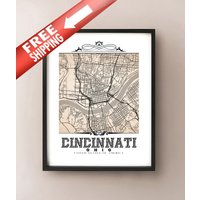 Cincinnati Ohio Map Kunstdruck Im Vintage Stil Cincinnati Ohio Map Kunstdruck Im Vintage Stil von CartoCreative