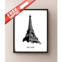 Eiffelturm - Tuschezeichnung Druck Paris, France von CartoCreative
