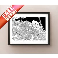 Hamilton Stadtkarte - Mehr Größen Erhältlich Schwarz Und Weiß Wandkunst von CartoCreative