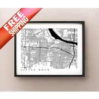 Little Rock Map - Schwarz Und Weiß Wandkunst Little Rock Map - Schwarz Und Weiß Wandkunst von CartoCreative