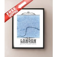 London Blueprint Map Kunstdruck Vintage Style City Decor London Blueprint Map Kunstdruck Vintage Style City Decor von CartoCreative