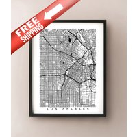 Los Angeles Map Art - L.a., Kalifornien Poster Print Schwarz-Weiß von CartoCreative