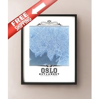 Oslo Norwegen Map Kunstdruck Vintage Style Blueprint Oslo Norwegen Map Kunstdruck Vintage Style Blueprint von CartoCreative