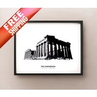 Parthenon - Tuschezeichnung Druck Akropolis, Athen von CartoCreative