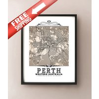 Perth Map Kunstdruck Mit Vintage Style Sepia Dekor Perth Map Kunstdruck Mit Vintage Style Sepia Dekor von CartoCreative