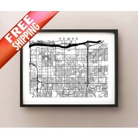 Tempe Map - Weitere Größen Verfügbar Schwarz-Weiß Wandkunst von CartoCreative