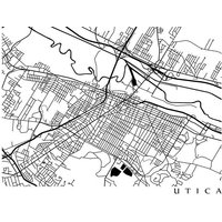 Utica Stadtplan - Schwarz Und Weiß Wandkunst von CartoCreative