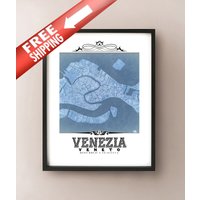 Venezia Vintage Style Map Kunstdruck - Venedig, Italien Stadtplan Dekor von CartoCreative