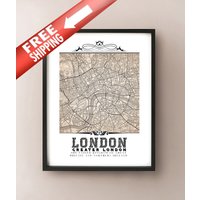 Vintage Stadtplan London Map Kunstdruck Stadt Dekor Vintage Stadtplan London Map Kunstdruck Stadt Dekor von CartoCreative